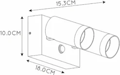 Lucide Taylor GU10 Sensor Wandspot - 2 Spots - Zwart 15 Lucide Taylor GU10 Sensor Wandspot - 2 Spots - Zwart -Zwembad Tuin 749 1200 09831 02 30 technical drawing