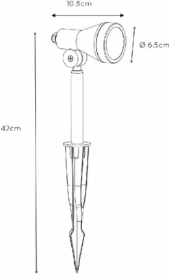 Lucide Spike GU10 Led Tuinspot - Zwart -Zwembad Tuin 900 557 27882 05 30 technical drawing
