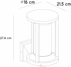 Lucide Cadix E27 Wandlamp - Zwart -Zwembad Tuin 900 952 15803 01 30 technical drawing