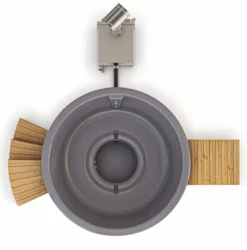 Houtgestookte Hottub Met Filteraansluiting - 4-6 Personen - Grijs -Zwembad Tuin ba inclusief 1