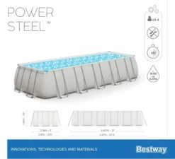 Bestway Power Steel Rectangular Zwembad - 640 X 274 X 132 Cm - Met Zandfilterpomp En Accessoires -Zwembad Tuin bestway power steel rectangular zwembad 640 x 274 x 132 cm set 20