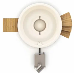 Houtgestookte Hottub Met Filteraansluiting - 4-6 Personen - Wit -Zwembad Tuin bovenaanzicht incl