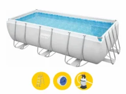 Bestway Power Steel Rectangular Zwembad - 412 X 201 X 122 Cm - Met Zandfilterpomp En Accessoires
