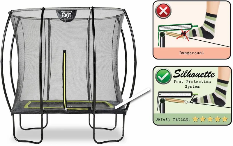 EXIT TOYS Exit Silhouette Trampoline Met Net - 214 X 153 Cm - Zwart 3 EXIT TOYS Exit Silhouette Trampoline Met Net - 214 X 153 Cm - Zwart - Afbeelding 3