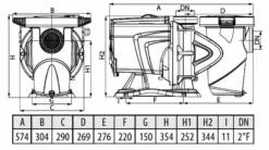 DAB E-Swim 300 M Variabele Zwembadpomp -Zwembad Tuin technische gegevens 2